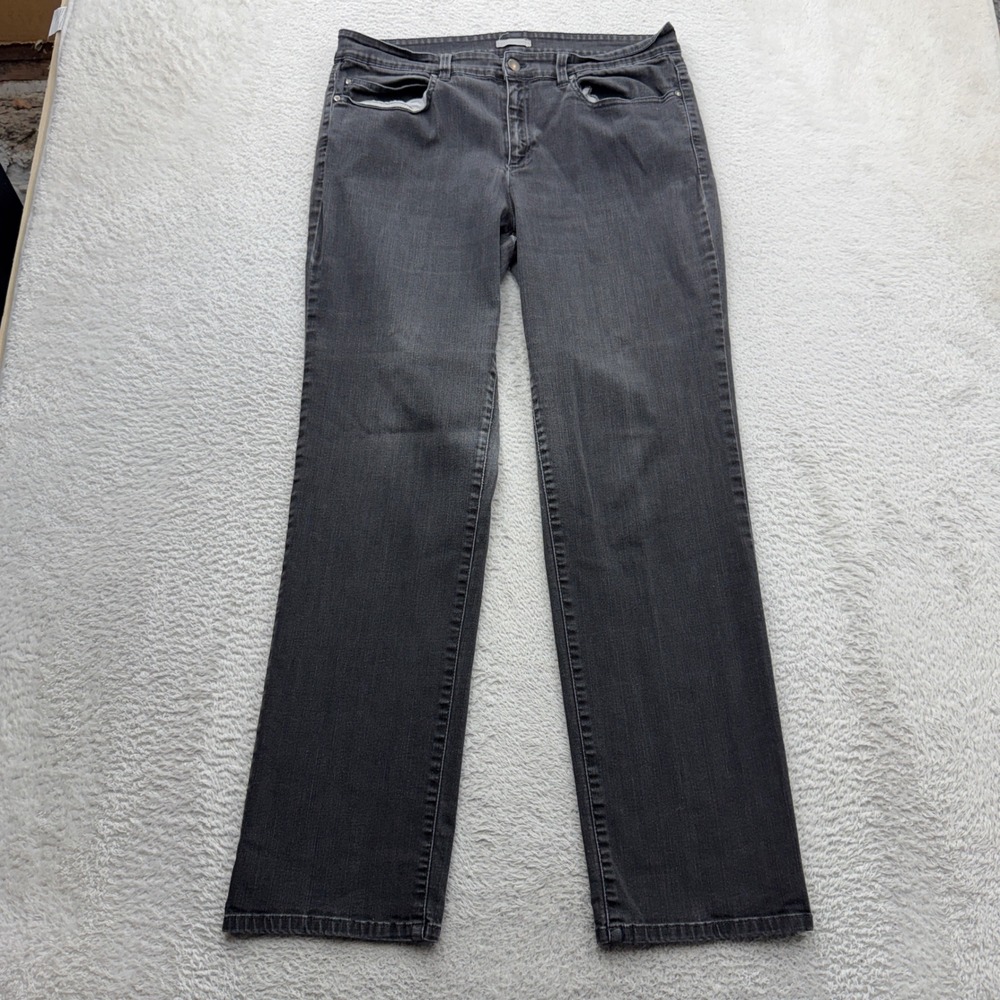 Eileen Fisher Womens Size 14 Charcoal Gray Organic Cotton Straight Leg Jeans
